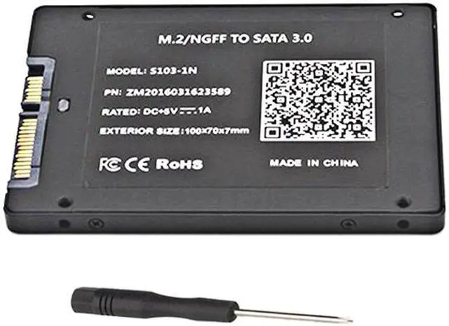 Alt view image 2 of 5 - EnLabs ENM22SATA3 NGFF M.2 SSD to 2.5" SATA III Converter Adapter with 7mm Enclosure, Support NGFF SATA-bus M.2 2280 2260 2242 2230 SSD with Key B / Key B+M