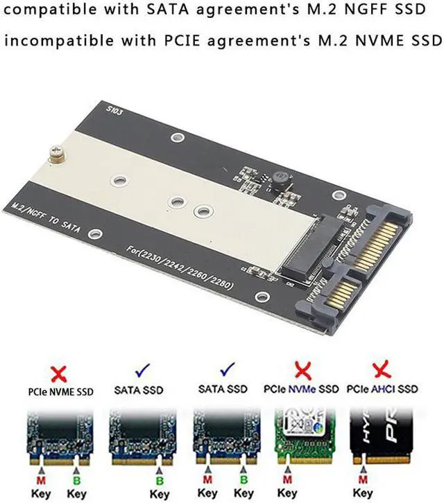 Alt view image 3 of 5 - EnLabs ENM22SATA3 NGFF M.2 SSD to 2.5" SATA III Converter Adapter with 7mm Enclosure, Support NGFF SATA-bus M.2 2280 2260 2242 2230 SSD with Key B / Key B+M