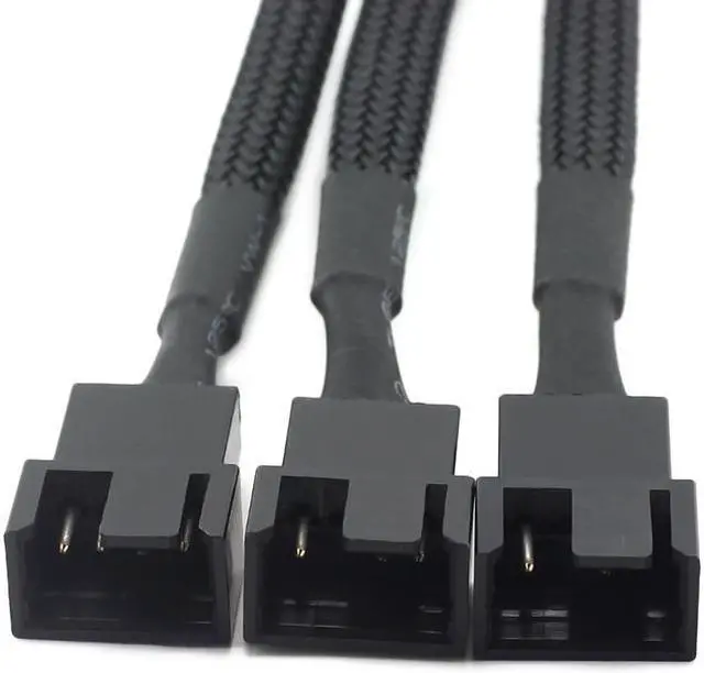 Alt view image 4 of 5 - EnLabs 1X3PWM15CM  6 inch Black Sleeved 4pin PWM 3-Fan Power Y Splitter Cable,PMW 4pin 1 to 3 Converter Cable - 6"