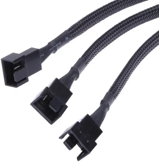Alt view image 5 of 5 - EnLabs 1X3PWM15CM  6 inch Black Sleeved 4pin PWM 3-Fan Power Y Splitter Cable,PMW 4pin 1 to 3 Converter Cable - 6"