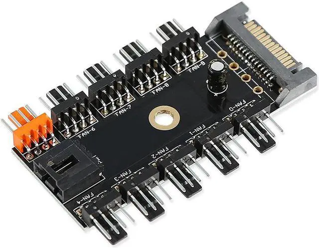 Alt view image 4 of 5 - EnLabs PWMHUB10S50 10 Ports PWM 4pin CPU Cooler / Case / Chassis Cooling  Fan Hub,10 Port 12V 4 Pin Fan PWM Fan Hub Controller,Power by SATA 15pin ,1.64ft RPM Feedback Cable