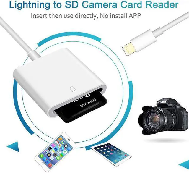 Alt view image 5 of 5 - Enlabs 8PINCRSD Lightning SD Card Camera Reader Adapter for IOS 9.2 or up to 11, Trail Game Camera Viewer for iPhone 6 / 6s / 7 / 7Plus / 8/X /iPad Mini/Air- No App is Required