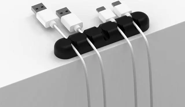 Alt view image 5 of 6 - Enlabs CLIP5PBK 5 Slots Cable Clips & Cord Management System with 3M Back-Adhesive, Desktop Cable Organizer & Computer, Electrical, Charging or Mouse Cord Holder
