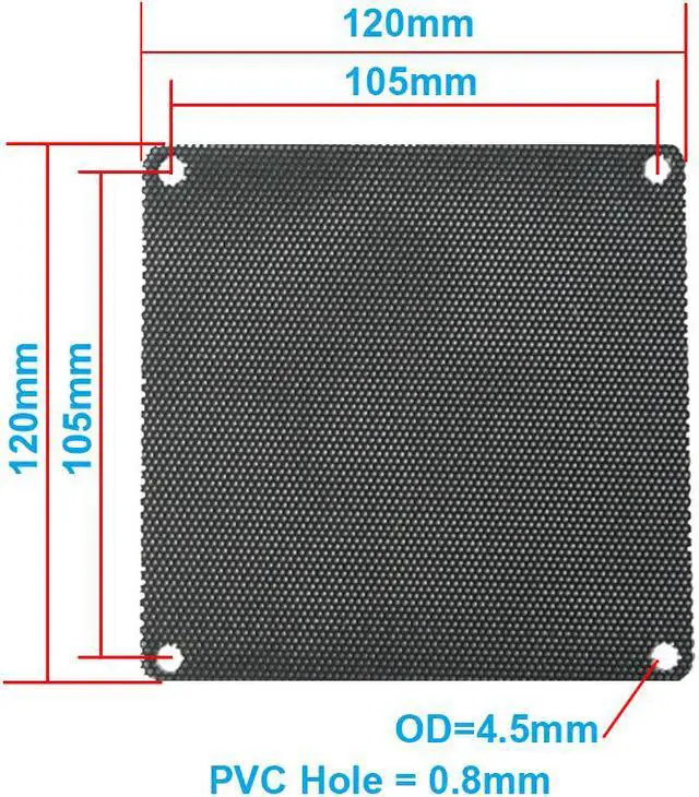 Alt view image 2 of 5 - Enlabs PVCFL12CM10PK 120 mm Black PVC Mesh Dust Filter PC Cooler Fan Filter Dustproof Computer Case Cover,10 Pack