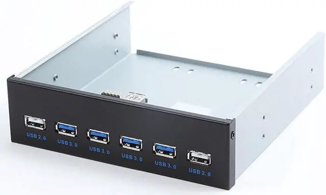 Alt view image 2 of 5 - 4 Ports USB 3.0+ 2 Ports USB 3.0 5.25" Internal CD-ROM Bay Front Panel 6 Ports USB Hub,Motherboard USB 20 pin to 4 x USB 3.0 & 2 x USB 2.0 Spliter Adapter Cable w/ 5.25 inch Metal Bracket