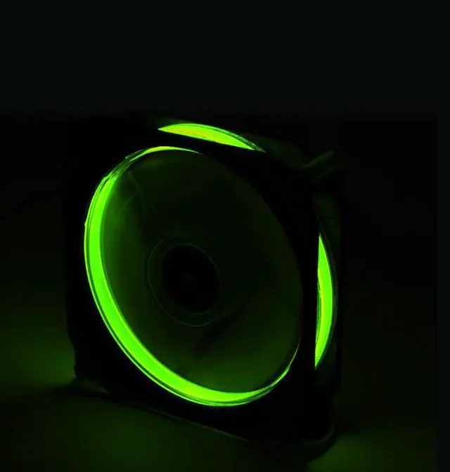 Alt view image 4 of 6 - EnLabs Solar Eclipse Serial 12CM Light Loop PC Computer 16dB Ultra Silent 4pin+3pin Case Fan w/ Anti-Vibration Rubber Pads,120x120x25mm Case Fan w/ Green LED