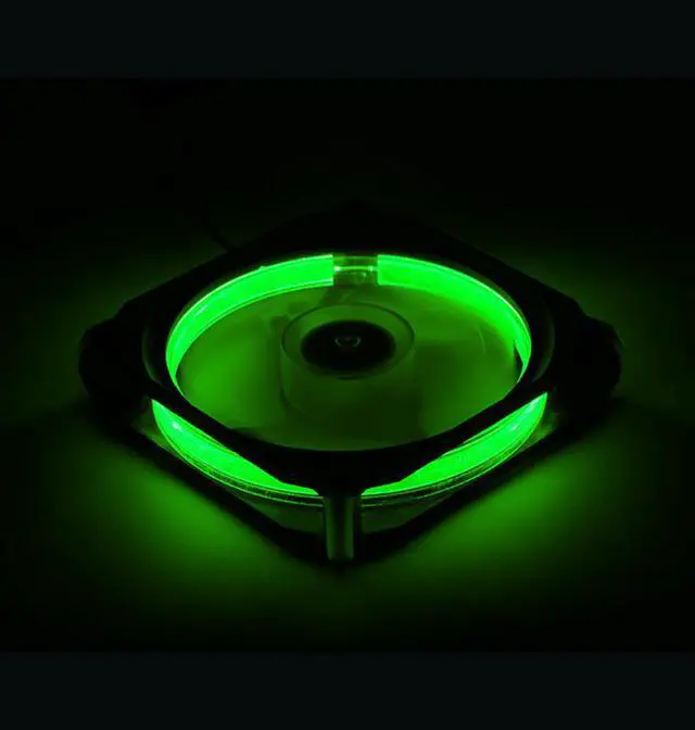Alt view image 3 of 6 - EnLabs Solar Eclipse Serial 12CM Light Loop PC Computer 16dB Ultra Silent 4pin+3pin Case Fan w/ Anti-Vibration Rubber Pads,120x120x25mm Case Fan w/ Green LED