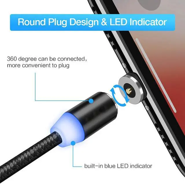 Alt view image 6 of 7 - EnLabs MGUSBPWUAC1M Micro USB and USB Type-C 2 in 1 Nylon Braided Magnetic Android Devices  2.0A Fast Charging Cable Samsung Galaxy S4 S5 S6 S7 S8 S9 Plus Edge ,HTC, Motorola,LG etc. - Black,1 Meter