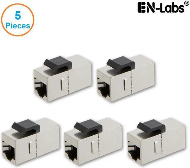Main image of Enlabs WPCAT6STP5PK 5-PACK Shielded CAT6 STP RJ45 Jack Female to Female Inline Modular Coupler with Keystone Latch, RJ45 Modular Coupler for Panel Connection for Wall Plate Panel Connection
