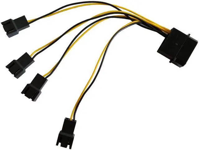 Alt view image 3 of 5 - 12cm Molex 4pin LP4 to Case cooling Fan 3-pin 3 Multi-Fan Out Power Adapter Converter Cable w/  4x12V output