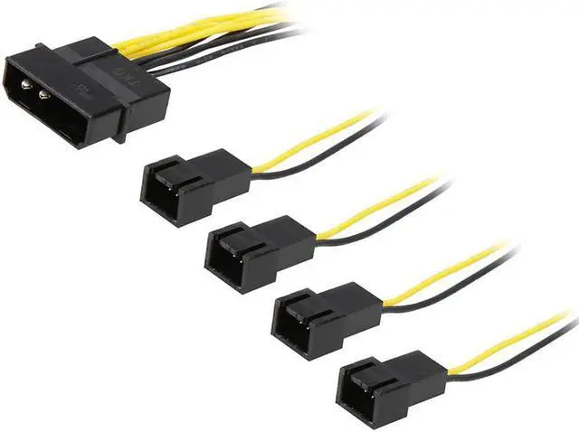 Alt view image 2 of 5 - 12cm Molex 4pin LP4 to Case cooling Fan 3-pin 3 Multi-Fan Out Power Adapter Converter Cable w/  4x12V output