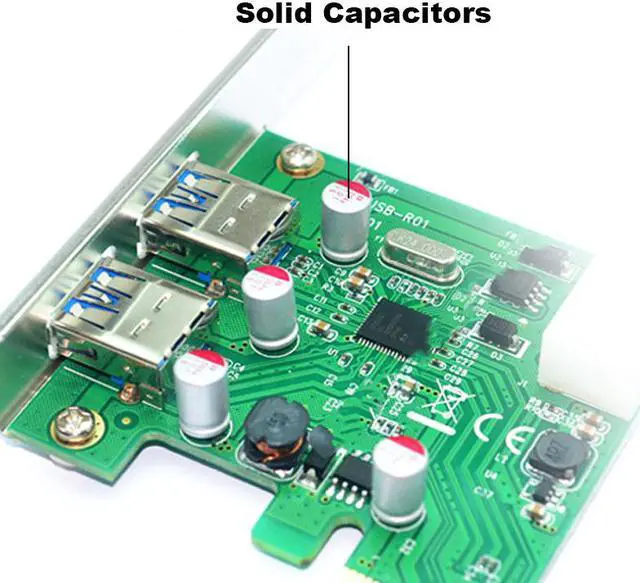 Alt view image 4 of 4 - USB PCIe Card, 2 Port USB 3.0 to PCI Express Card Expansion card, PCI-E to USB 3.0 2 Port Hub Controller Adapter w/ Molex 4pin power