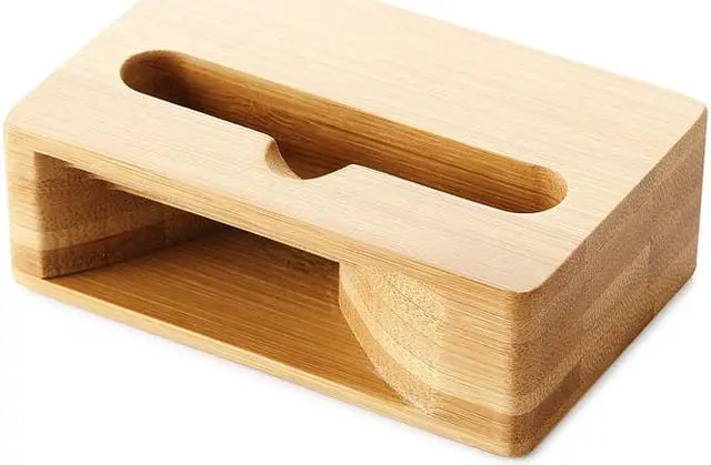 Alt view image 3 of 7 - EnLabs Cell Phone Stand with Sound Amplifier, Bamboo Wood Smart Phone Holder Dock, Natural Bamboo Stands for iPhone 7, iPhone 6s, iPhone 6 Plus and Android Smartphones Within 5.5 Inches