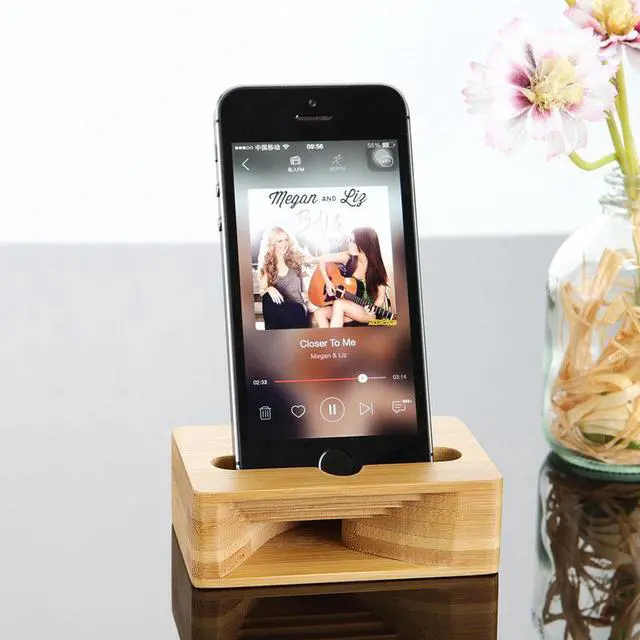 Alt view image 7 of 7 - EnLabs Cell Phone Stand with Sound Amplifier, Bamboo Wood Smart Phone Holder Dock, Natural Bamboo Stands for iPhone 7, iPhone 6s, iPhone 6 Plus and Android Smartphones Within 5.5 Inches