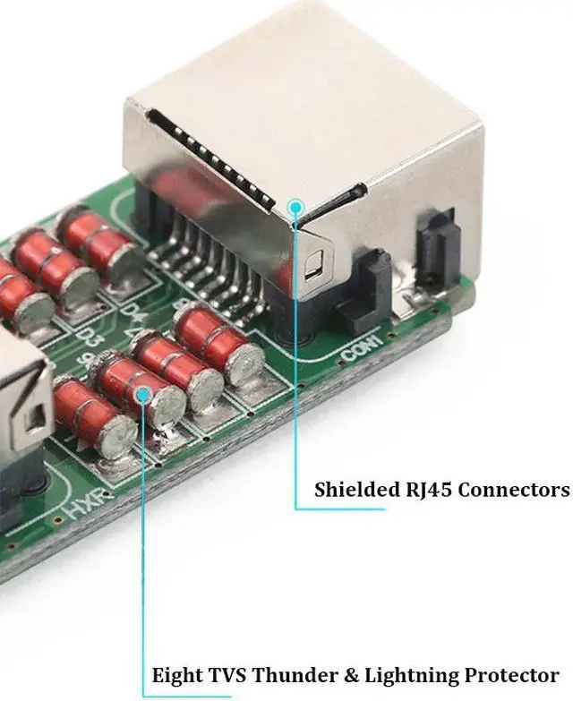 Alt view image 4 of 6 - EnLabs Ethernet Network RJ45 Coupler,Cat7/Cat6/Cat5e Ethernet Cable Shielded Extender Adapter Female to Female w/ Thunder & Lightning Protection