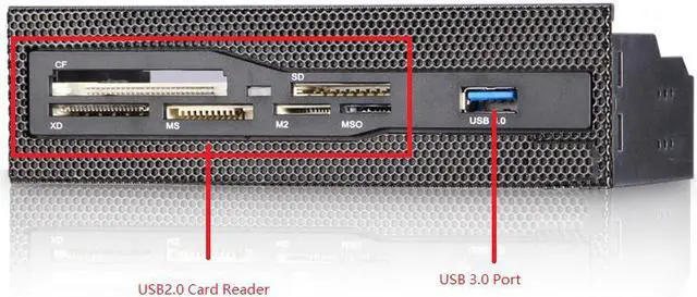 Alt view image 5 of 7 - EnLabs U2CR525U3 5.25 inch PC Case Mesh Front panel All-in-1 Multifunction CF/XD/MS/M2/SD/TF Internal USB 2 .0 Card Reader USB Flash Memory w/ USB 3.0 Port