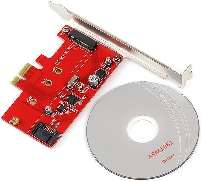Alt view image 6 of 7 - EnLabs PCIe X1 to M.2(NGFF) + SATA 6G (HDD/SSD) with Standard Profile Bracket,ASM1061 Chipset PCI-Express to B Key M.2 SATA SSD 2280 2260 2242 2230 w/ SATA III Port