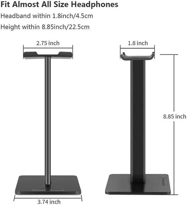 Alt view image 6 of 7 - EnLabs Headphone Stand/Holder,Universal Aluminum Gaming Earphone Mount,Headset Showing Display Stand Hanger for All Headphone Size –Black