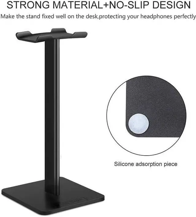 Alt view image 5 of 7 - EnLabs Headphone Stand/Holder,Universal Aluminum Gaming Earphone Mount,Headset Showing Display Stand Hanger for All Headphone Size –Black