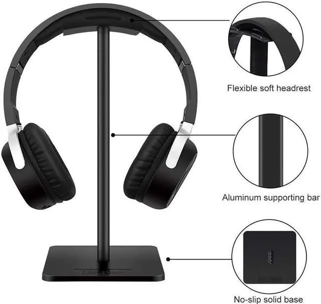 Alt view image 7 of 7 - EnLabs Headphone Stand/Holder,Universal Aluminum Gaming Earphone Mount,Headset Showing Display Stand Hanger for All Headphone Size –Black