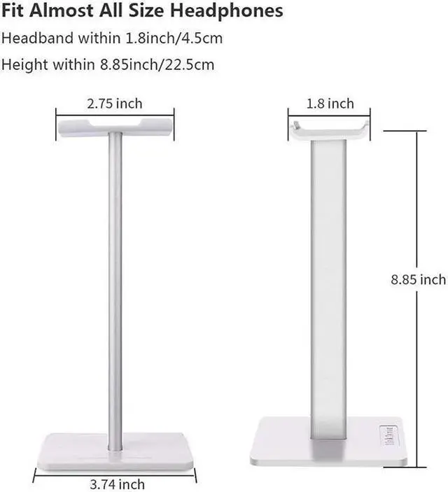 Alt view image 4 of 7 - EnLabs Headphone Stand/Holder,Universal Aluminum Gaming Earphone Mount,Headset Showing Display Stand Hanger for All Headphone Size –White