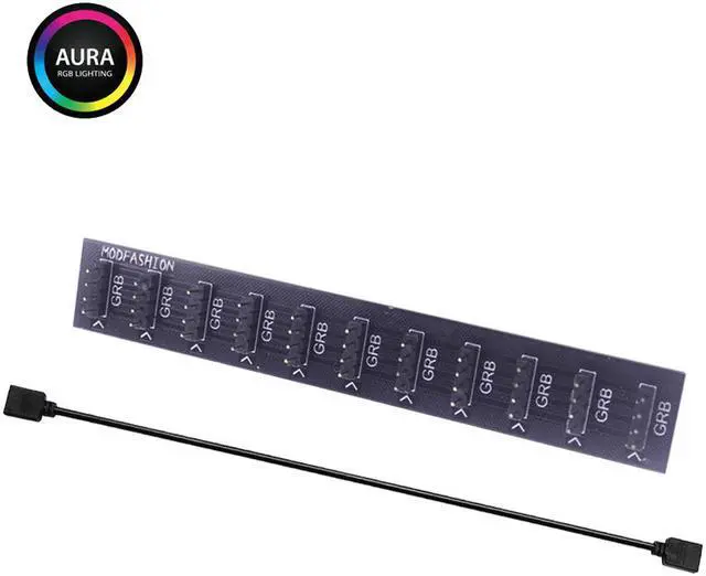 Main image of EnLabs 10 Ports 12V AURA RGB Lighting Hub,1 to 10 port RGB Splitter Compatible w/ GIGABYTE,ASUS,MSI,ASRock AURA Motherboard-1FT Female RGB Cable Include