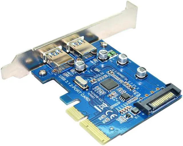 Alt view image 3 of 5 - USB3.1(10Gbps) PCI-E 4X Expansion Card Adapter EnLabs USB3.1(GEN2) Type-A 2-Port UASP PCI Express Card w/ SATA Power Connector - 10Gb/s ASM1142 Chpset for Desktop PC