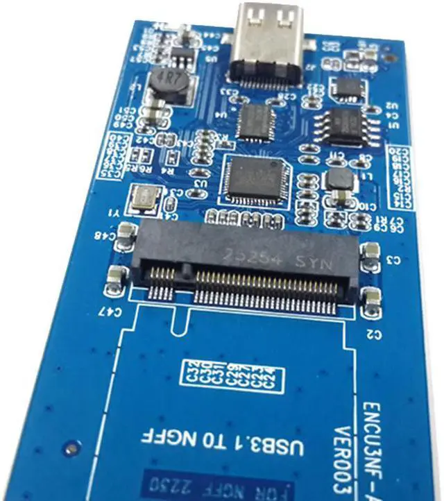 Alt view image 6 of 7 - EnLabs USB 3.1 5Gbps Type-C  to M.2 NGFF (SATA) SSD Adapter Converter Enclosure for Socket 2 B/B+M Key NGFF - SATA-Bus 2280 2260 2242 2230 M.2 (NGFF) to USB-C - Black Aluminum Housing