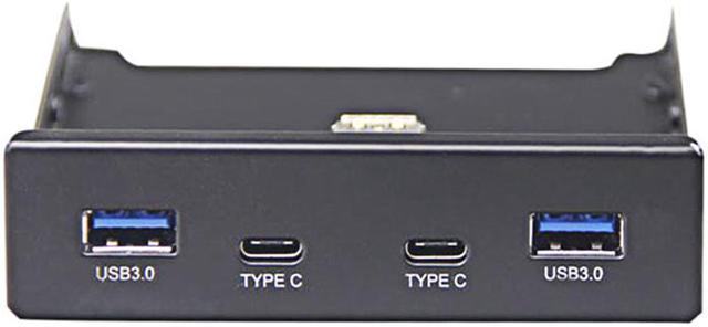 Dual 5Gb/s USB 3.1 Type-C & USB 3.0 Computer 3.5 inch Floppy Bay Front  Panel 4 Ports USB Hub, USB3 19Pin to 2x USB 3.0 USB-C + 2x Type A Splitter  Adapter 
