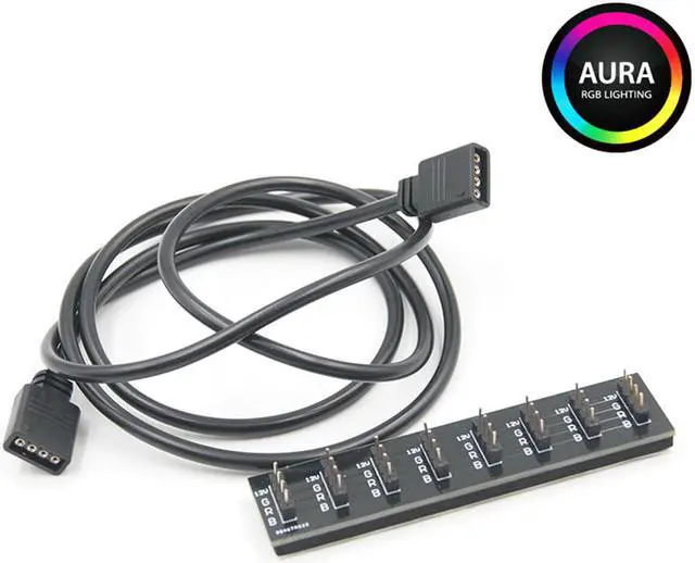 Alt view image 2 of 4 - EnLabs 7 Port 12V AURA RGB Lighting Synchronous Hub Splitter,1 To 7 Port RBW LED Lighting Extender to Motherboard Compatible w/ GIGABYTE,ASUS,MSI,ASRock AURA Motherboard-3.3FT Female RGB Cable Include