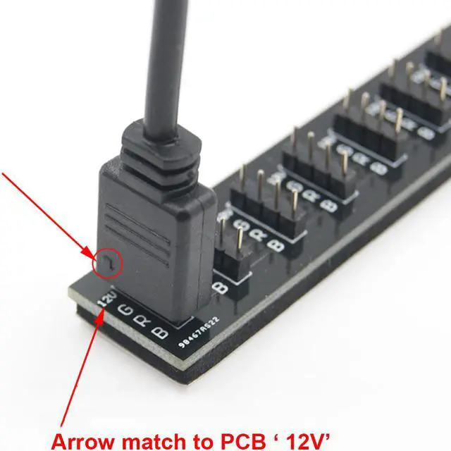 Alt view image 4 of 4 - EnLabs 7 Port 12V AURA RGB Lighting Synchronous Hub Splitter,1 To 7 Port RBW LED Lighting Extender to Motherboard Compatible w/ GIGABYTE,ASUS,MSI,ASRock AURA Motherboard-3.3FT Female RGB Cable Include