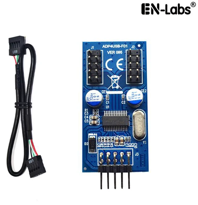 Main image of Enlabs INU29P1X2 Motherboard USB 2.0 9pin Header 1 to 2 Extension Hub Splitter Adapter - Converter MB USB 2.0 Male to 2 Male - 30CM USB 9-pin Internal Cable