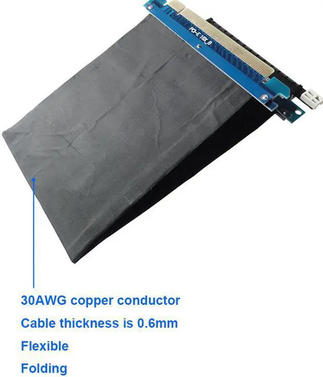 Alt view image 4 of 7 - Enlabs PCIE3RISER10CM PCIE 3.0 x16 Shielded PCI Express Extender Riser Cable - GPU PCIe 16X Horizontal 180 Degree Socket Extension Card - 3.94“