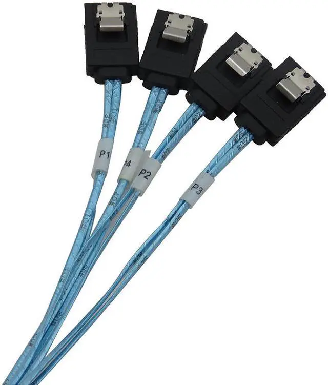 Alt view image 4 of 6 - Enlabs SFF86434SATA25CM Internal 12G HD Mini SAS SFF-8643 to 4 x SATA Cable Hard Drive Cable,HD Mini SAS Host/Controller to 4 SATA Target/Backplane-10 Inches