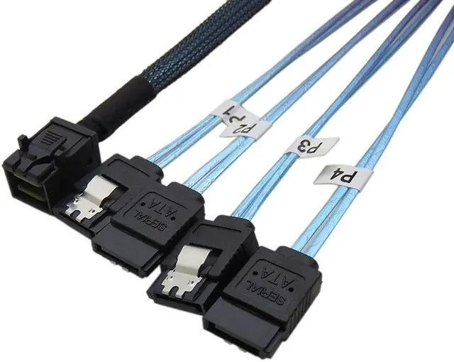 Alt view image 2 of 6 - Enlabs SFF86434SATA25CM Internal 12G HD Mini SAS SFF-8643 to 4 x SATA Cable Hard Drive Cable,HD Mini SAS Host/Controller to 4 SATA Target/Backplane-10 Inches