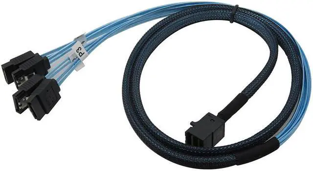 Alt view image 3 of 7 - Enlabs SFF86434SATA1M Internal 12G HD Mini SAS SFF-8643 to 4 x SATA Cable Hard Drive Cable,HD Mini SAS Host/Controller to 4 SATA Target/Backplane-3.3ft