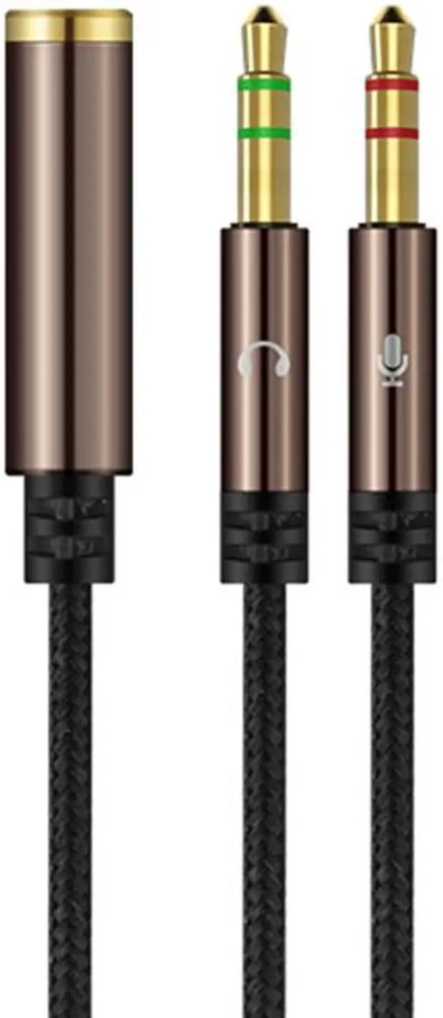 Alt view image 3 of 6 - EnLabs Headphone Splitter for Computer Nylon-Braided 3.5mm Female to 2 Dual 3.5mm Male Mic Audio Y Splitter Cable - Smartphone 4-Pole Headset to PC 3 Position Audio & Microphone Adapter(1FT Coffee)