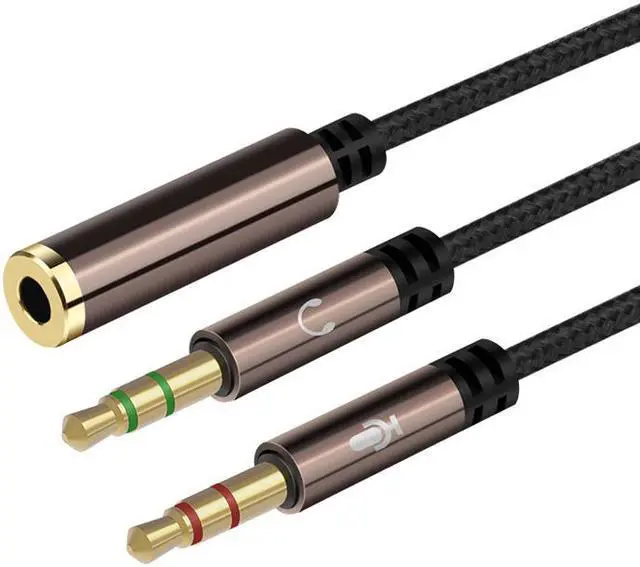 Alt view image 4 of 6 - EnLabs Headphone Splitter for Computer Nylon-Braided 3.5mm Female to 2 Dual 3.5mm Male Mic Audio Y Splitter Cable - Smartphone 4-Pole Headset to PC 3 Position Audio & Microphone Adapter(1FT Coffee)