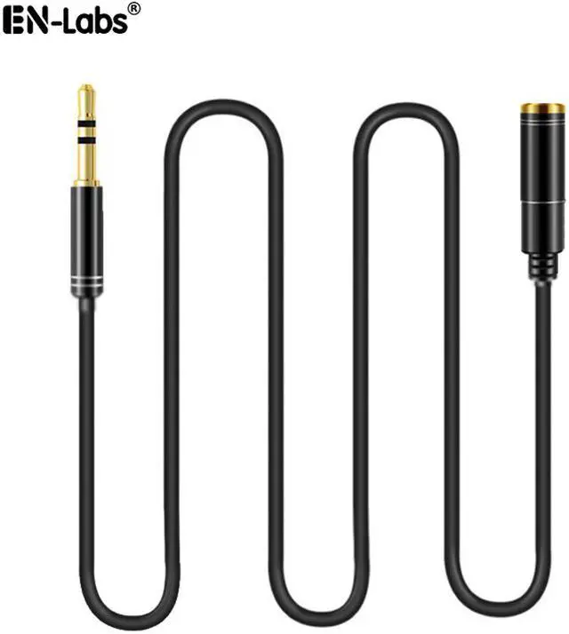 Main image of EnLabs Audio Auxiliary Stereo Extension Cable 3.5mm Male to Female, Stereo Jack Cord for Phones, Headphones, Speakers, Tablets, PCs, MP3 Players and More (3ft/1m, Black)