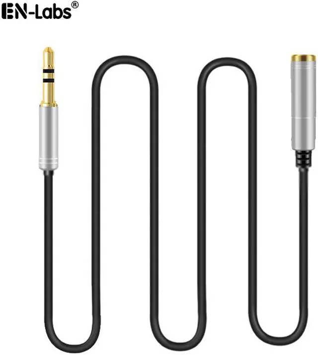 Main image of EnLabs Audio Auxiliary Stereo Extension Cable 3.5mm Male to Female, Stereo Jack Cord for Phones, Headphones, Speakers, Tablets, PCs, MP3 Players and More (3ft/1m, Silver)