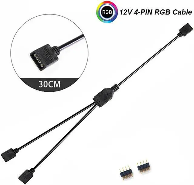 Alt view image 3 of 4 - Enlabs 12V 4-Pin RGB 2-Way Female to x Female RBW LED Strip Splitter Cable,2 Port AURA RGB Lighting Hub w/ Gender Changer Adapter - 1 Foot