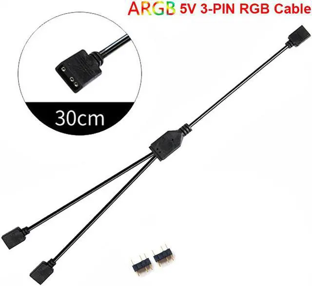 Alt view image 3 of 4 - Enlabs 2 Pack 5V 3-Pin RGB 2-Way Female to x Female RBW LED Strip Splitter Cable,2 Port AURA RGB Lighting Hub w/ Gender Changer Adapter - 1 Foot