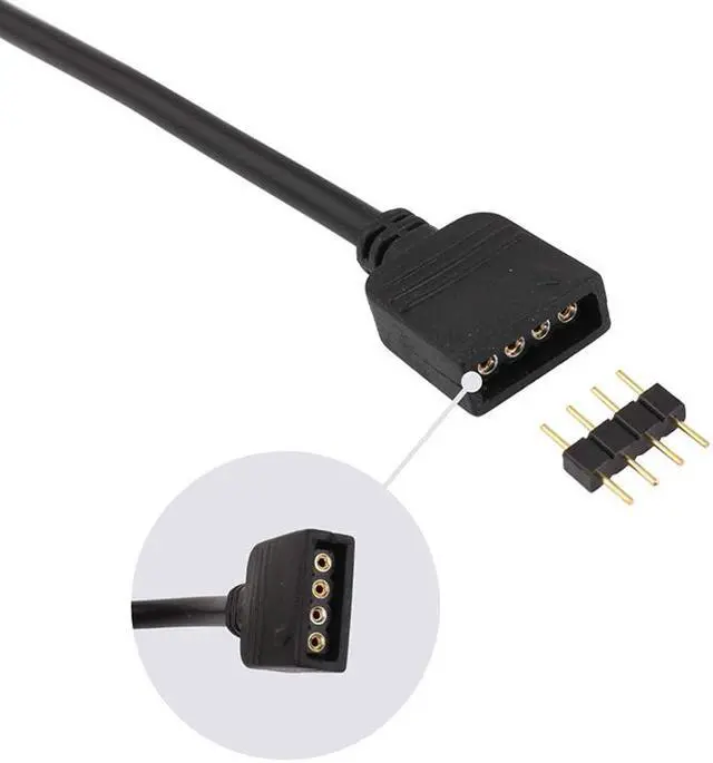 Alt view image 5 of 5 - Enlabs 12V 4-Pin RGB 3-Way Female to x Female RBW LED Strip Splitter Cable,3 Port AURA RGB Lighting Hub w/ Gender Changer Adapter - 1 Foot