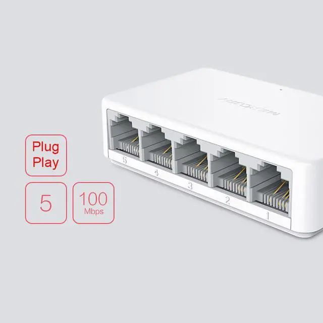 Alt view image 6 of 6 - Portable 10/100Mbps 5 Ports Fast Ethernet RJ45 Network Switch Switcher Hub for Desktop laptop,Travel Lan Hub w/ 5V0.4A Power Adapter