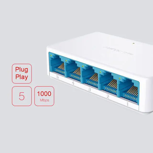 Alt view image 5 of 6 - EnLabs 5-Port 10/100/1000 Mbps Gigabit Ethernet RJ45 Network Switch,1000Mbps Desktop Ethernet Splitter Lan Hub w/ Power Adapter