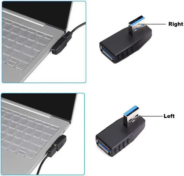 Alt view image 5 of 5 - USB 3  Male to Female Gender Changer Adapter Connector Kit,USB 3.0 Header 180 / 90 Degree (Right,Left,Up,Down) Notebook Laptop Port Jack Protector Saver - 5 Pack