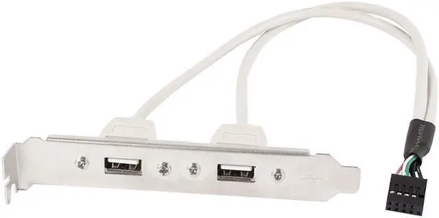Alt view image 2 of 5 - EnLabs 2 Port USB 2.0 Bracket Cable,Motherboard USB 2.0 9pin to 2 x Female Adapter Splitter Cable w/ Full-Profile PCI Slot Cover - (1ft/30CM, Gray)