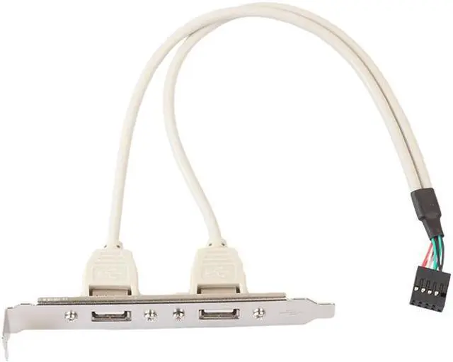 Alt view image 3 of 5 - EnLabs 2 Port USB 2.0 Bracket Cable,Motherboard USB 2.0 9pin to 2 x Female Adapter Splitter Cable w/ Full-Profile PCI Slot Cover - (1ft/30CM, Gray)