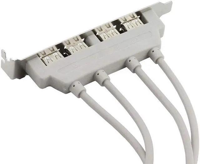 Alt view image 4 of 4 - EnLabs 4 Port USB 2.0 Bracket Cable,Dual Motherboard USB 2.0 9pin to 2 x Female Adapter Splitter Cable w/ Full-Profile PCI Slot Cover - (1ft/30CM, Gray)