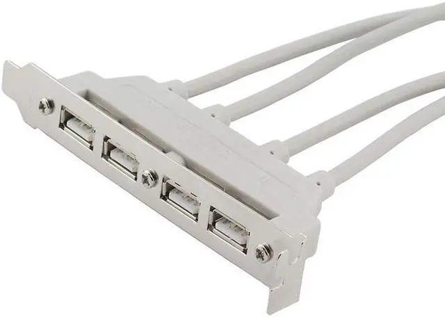 Alt view image 3 of 4 - EnLabs 4 Port USB 2.0 Bracket Cable,Dual Motherboard USB 2.0 9pin to 2 x Female Adapter Splitter Cable w/ Full-Profile PCI Slot Cover - (1ft/30CM, Gray)